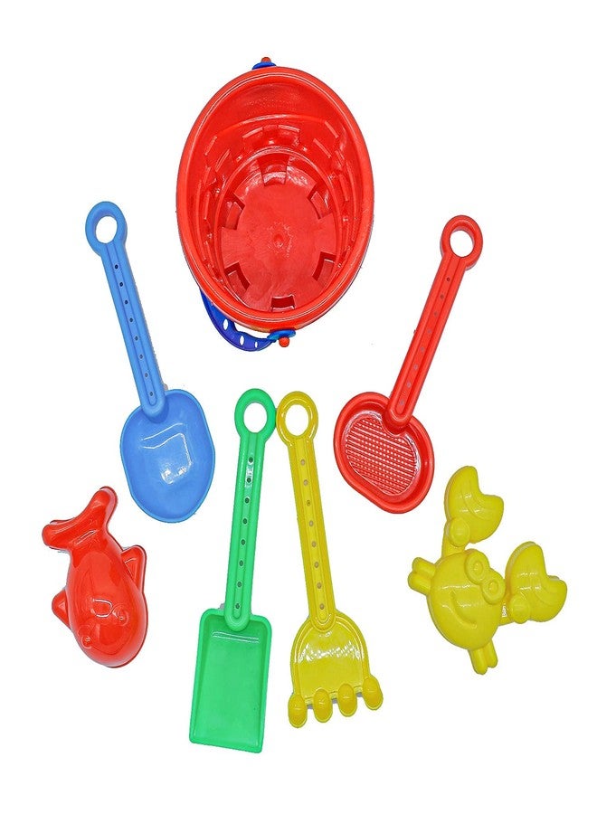 REGOLITH ENTERPRISES Beach Toys Set for Kids - 7 Pcs Indian Made Plastic Bucket, Animal Mould, Shovel Spade Tool Kit - Outdoor Sand Learning Toys, Best Birthday Gift - Multicolor - Image 4